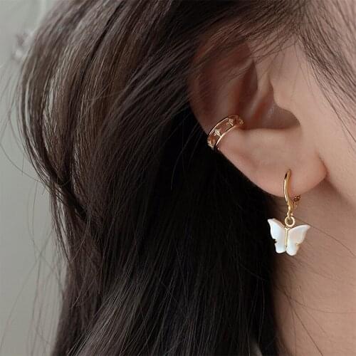 Elegant 18k Gold Earrrings for Woman Butterfly Shell Earring Fashion Charm Wedding Jewelry Joyeria Fina Para Mujer Fine Earrings