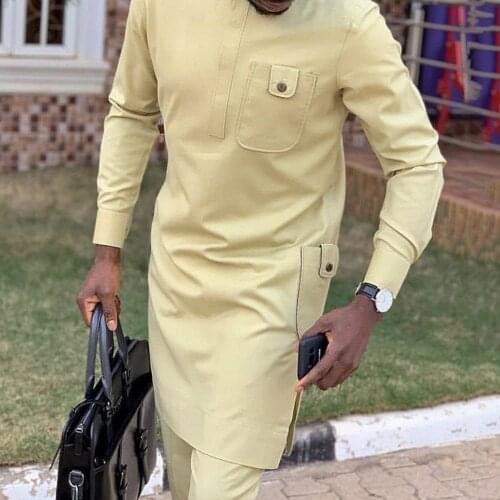 Islamic Mid-length Mens Long-sleeved T-shirt Button Pocket Autumn New Muslim Men Shirt Fashion Tops Male Clothing Chilaba Man