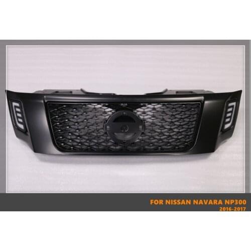 Good Quality ABS Front Middle Grill Racing Grills With LED Lights DRL Fit For Nissan Navara NP300 2016-2017
