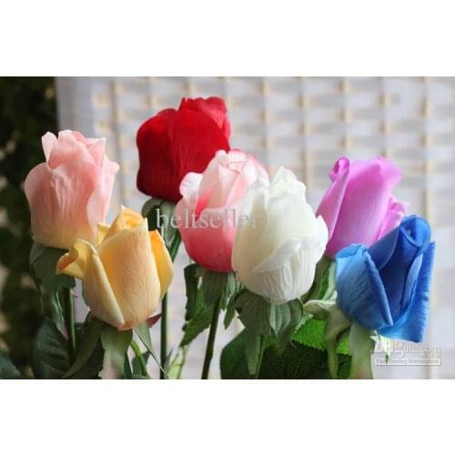 46CM Length Artificial Rose Silk Craft Flowers Real Touch rose Flowers For Christmas Wedding Decoration Supplies 6 color