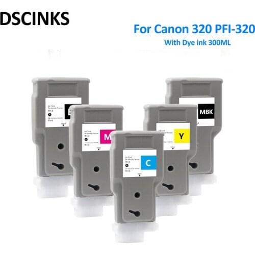 300ML PFI320 PFI-320 compatible Ink Cartridge for Canon TM200 TM205 TM300 TM305 200 205 300 305 printer with dye ink & Chip
