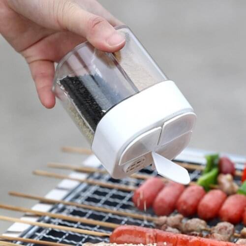 Seasoning Box Spice Jar Salt and Pepper Shakers Wide Application 4 in 1 PP 4 Compartment Mouldproof Seasoning Jar for Kitchen