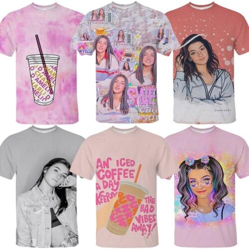 2021 Summer Kids 3D Printing Charli Damelio T-shirt Children Casual Short Sleeves T Shirt boy/girls Tshirt O-neck Tteen Tops