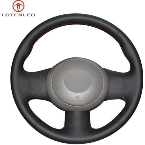 LQTENLEO Black PU Artificial Leather Hand Sew Car Steering Wheel Cover For Nissan March Sunny Versa 2013 Almera