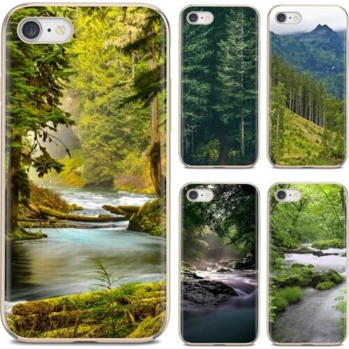 Best Silicone Phone Case For Samsung Galaxy A10 A40 A50 A70 A3 A5 A7 A9 A8 A6 Plus 2018 2015 2016 2017 Green forest river Print