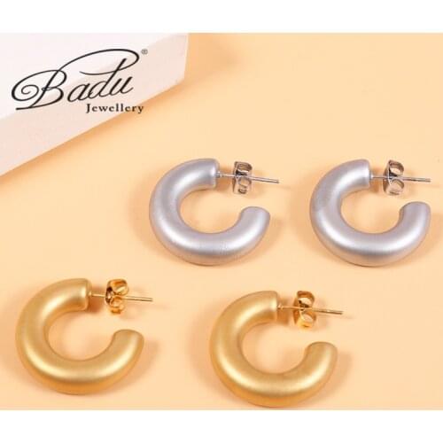 Badu Minimalist Gold Silver Color Metal Copper Small Circle Geometric Round Earrings for Women Girl Wedding Party Jewelry