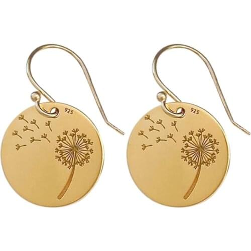 Fashion Metal Dome Earrings Vintage Yoga Henna Dandelion Flower Hook Earrings For Women Indian Jewelry Gift