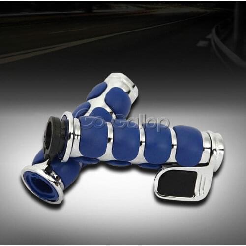 1" 25mm Motorcycle Blue Rubber Hand Grips For Harley Dyna Softail Sportster Touring Road King Electra Glide XL883 Fatboy FLSTF