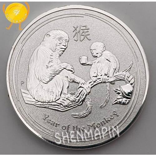 Year of the Monkey Commemorative Coin China Mascot Clever Monkey 999 Silver Chinese Culture Coins Collectibles Challenge Coin