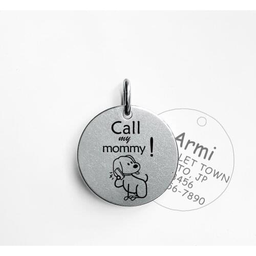 Personalized Pattern Small Pet Dog ID Tag 6211001 Custom Metal Stainless Steel Round Engraved Tags For Large Dogs