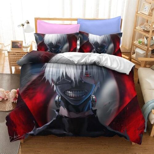 Tokyo Ghoul Anime Bedding Set Cartoon Kids Adult Gift Duvet Cover Sets Comforter Bed Linen Quilt Covers Queen King Single Size