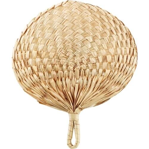 Manual Straw Hand Fans Summer Cooling Mosquito Repellent Handmade Straw Fan Chinese Style Hand-woven Palm Leaf Hand Fan