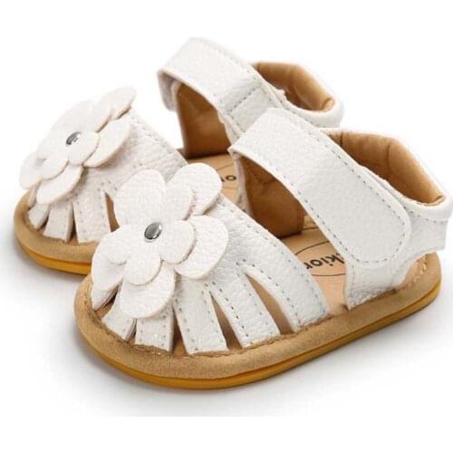 Infant Kid Baby Girls Leather Sandal Soft Sole Non-slip Cute Flower Flat Shoes Summer First Walkers 0-24m