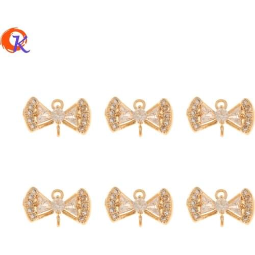 Cordial Design 50Pcs 7*12MM Jewelry Accessories/CZ Charms Findings/Bowknot Shape/Hand Made/Connectors For Earrings/DIY Making