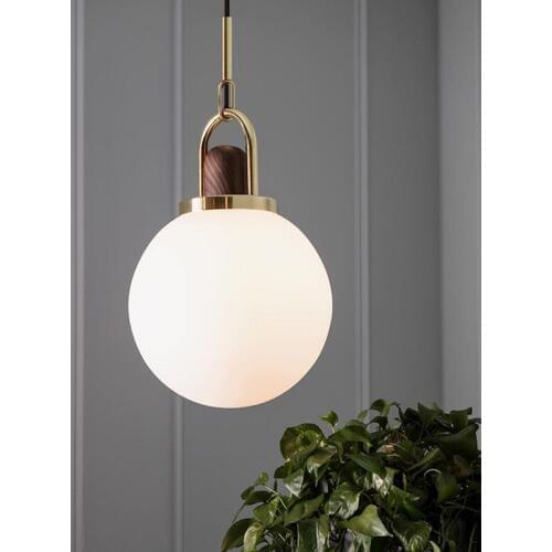 Nordic Wood Hanging Lamps Glass Ball Pendant Light Restaurant Suspension Luminaire Living Room Light Pendant Led Wooden Fixtures