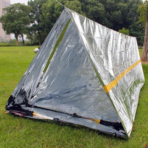 Survival Gear Emergency Shelter Tent Lightweight 1 2 Person Mylar Thermal Shelter Waterproof Tube Tent Reflective Conserves Hea