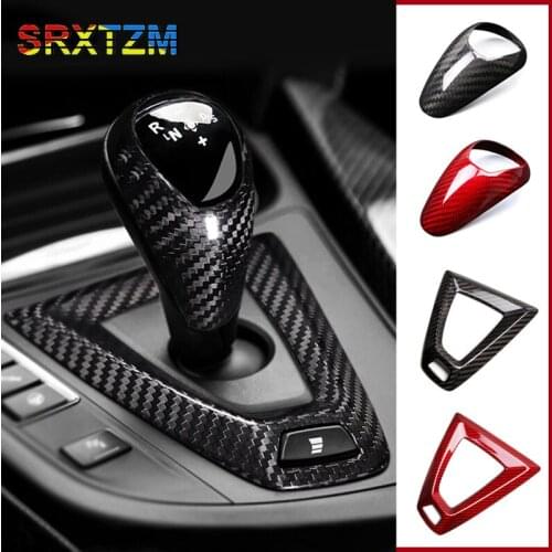SRXTZM For BMW M2 M3 M4 M5 X5M X6M 1pcs Carbon Fiber Gear Shift Knob Cover Car Gear Head Shift Knob Handle Cover Basement