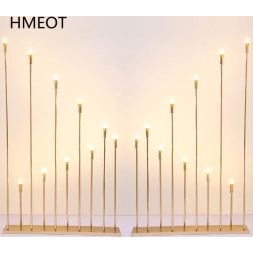 Wedding props 10-heads Golden Reed Lights Electronic Candlestick Wedding Road Guide Light Party T Stage Backdrop Layout Light