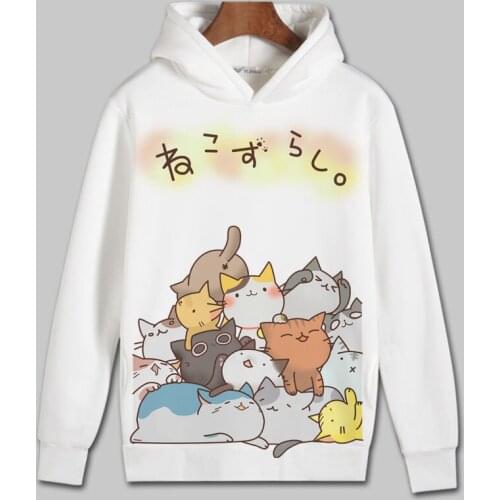 Neko Atsume Cosplay Hoodie Cartoon Cat Print Hoodies Winter Autumn Fleece Sweatshirts Casual Pullover Outwear Coat Costume