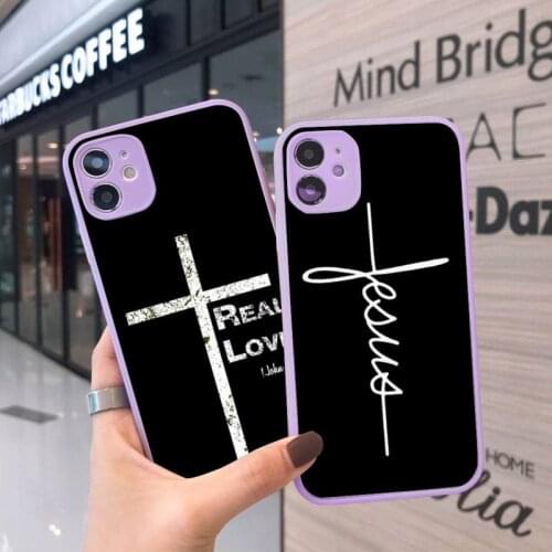 Faith Christian Religious Jesus Phone Case For iPhone 12 11 Mini Pro XR XS Max 7 8 Plus X Matte transparent Purple Back Cover