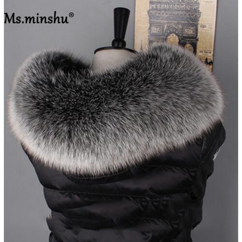 Ms.MinShu Fox Fur Collar For Hood Real Fox Fur Hood Trim Scarf Big Fur Collar 100% Real Fox Fur Collar Trim Custom Made