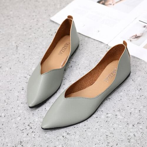 2021 Spring and Autumn New Womens Shoes Flat Sole Shoes Pointed Toe Black Working Shoes Soft Sole Small Leather Shoes