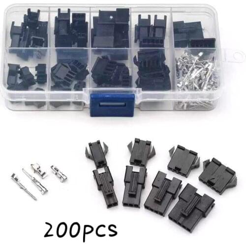 200PCS 2.54mm Dupont Terminal Male/Female Pin SM2.54 Cable Plug 2/3/4/5 Pin Electrical Jumper Header Housing Wire Connector Kit