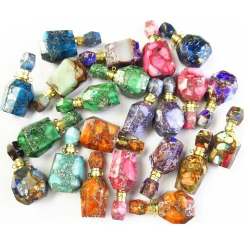 22Pcs 287.1g Colorful Sea Sediment Jaspers Charm Essential Oil Diffuser Bottle