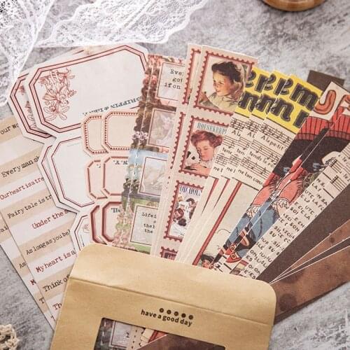30 Sheets Vintage Butterfly Travel Painting Quotations Label Decorative Stickers for Scrapbook Art Craft Gift Journal Stationery
