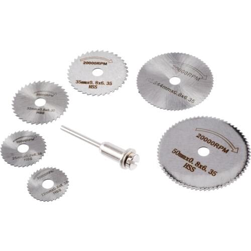 6Pcs HSS Mini Circular Saw Disc Blades Rotary Tool For Metal Cutter Diamond Wood Cutting Wheel Discs Drill Mandrel Cut Off
