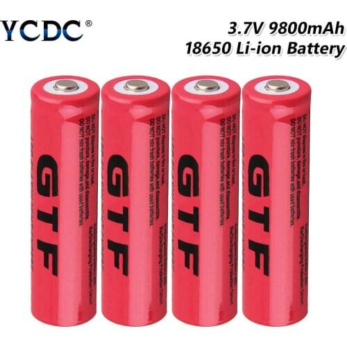 4Pcs Pointed Top GTF 18650 Rechargeable Batteries 3.7V 9800mAh Lithium Battery For Charging Li-ion Cell Torch