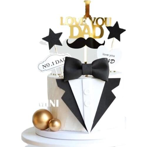 DIY Acrylic Cake Decoration Topper Creative Double Layer I Love You Dads Birthday Fathers Day Cake Flag