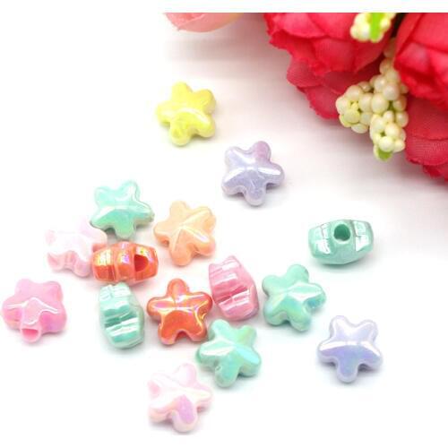 SHINE 100pcs/lot 11mm Big Hole Star Shape Acrylic Beads Scrapbook Sewing Buttons DIY Material Findings CB0041