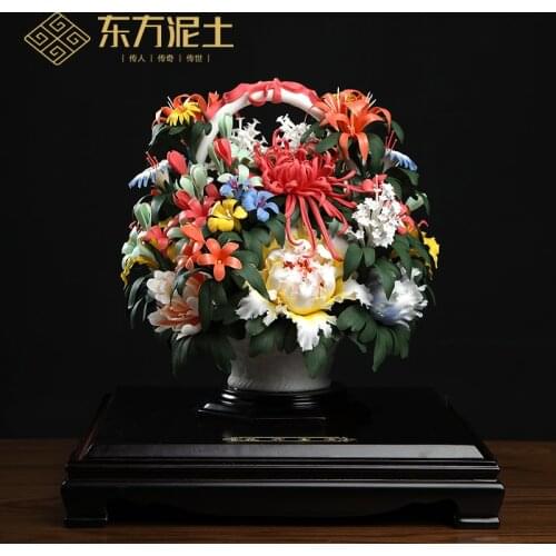 White porcelain sculpture art ceramic furnishing articles of Chinese style living room decoration decoration/flowers