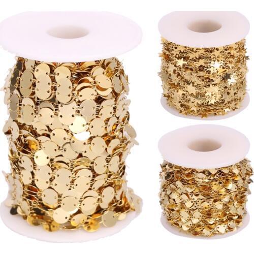1 Meter Stainless Steel Gold Handmade Tone Circle Star Round Triangle Love Chain Necklace Making Jewelry Wholesale Lots Bulk