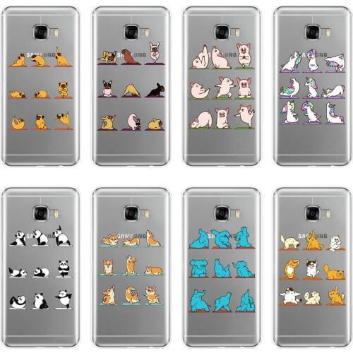 Yoga Pig Pug Corgi Dog Cat Back Cover For Samsung Galaxy C5 C7 C8 Soft Silicone Phone Case For Samsung Galaxy C5 C7 C9 Pro Case