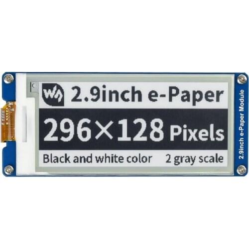 2.9" E-Ink Display Module for Electronic Label Price Tag Shelf Labels, SPI Interface 296x128 Resolution