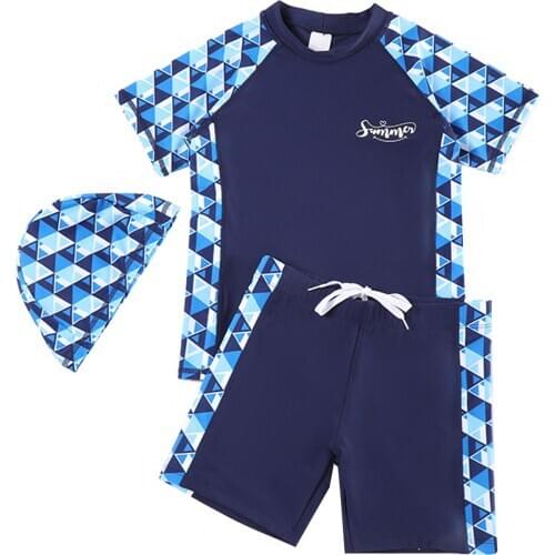 Kids Boys 2 Piece Swimsuit Bathing Suit Letter Print Short Sleeve Drawstring Tops Trunks Shorts Rashguard Sets Children Swimwear