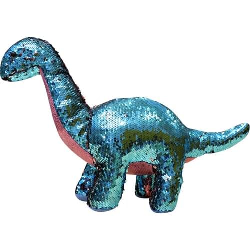 Blue Scale Dinosaur, Reversible Sequins Color Changing Plush Toy, Birthday Gifts, Cartoon Doll, Light-Emitting Animal
