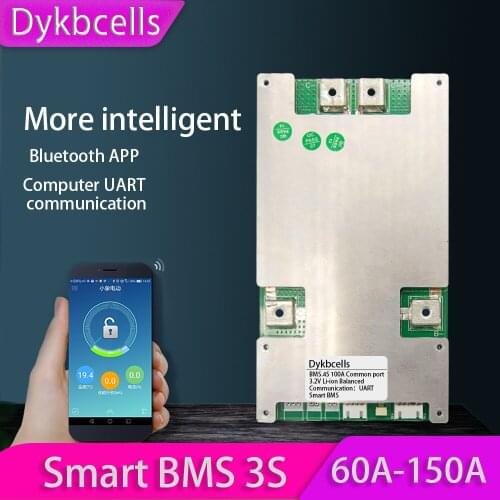 Dykbcells smart BMS 3S 12V 60A 80A 100A 120A 150A 18650 Li-ion Lipo polymer Lithium Battery Protection Board Bluetooth APP