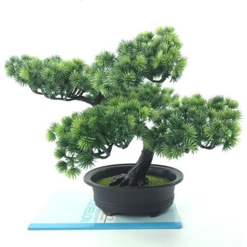 Artificial Pine Beauty Pine Indoor Artificial Potted Plants Pine Tree Bonsai Simulation Potted Plant Desktop Decors Fake Tree
