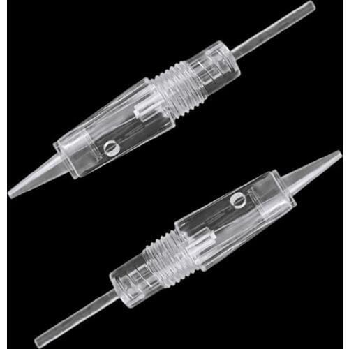 Needles Tattoo Cartridge 1D 10Pcs Permanent Makeup Eyebrow Lip Eyeliner Transparent Needles Tool for Tattoo Machine Power Supply