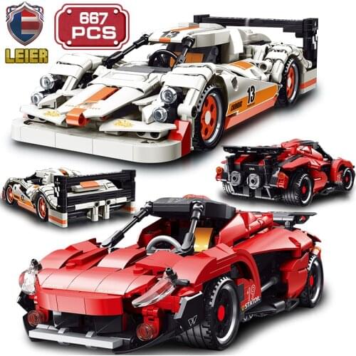 Leier Creator Building Blocks Technical Racing Super Car Sedan Model DIY Speed Car Club Bricks Toy Gift for Children Boys