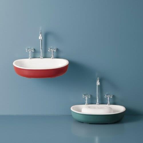 Creative Bathroom Soap Dish Faucet Sink Soap Dish Toilet Free Punching Viscose Drain Double-layer Soap Box