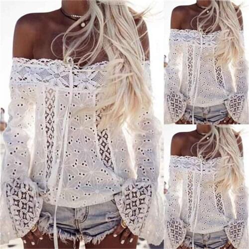 Lace Loose Blouse Tops Shirt Spring Autumn Blusas 2021 Best Selling Tends Hot Girl Women Off Shoulder Long Sleeve Femininas New