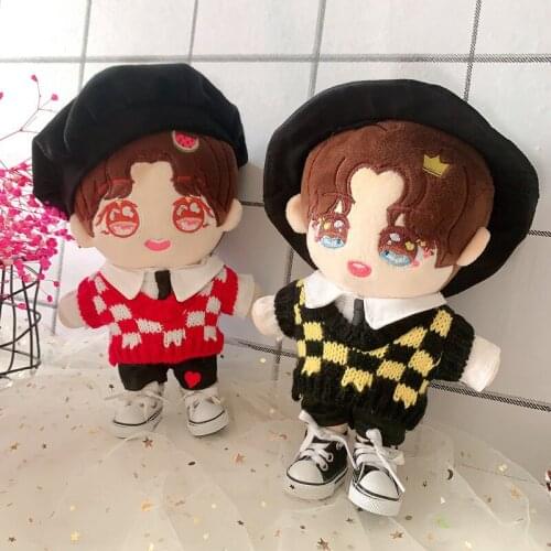 20cm DIY Doll Baby Clothes Cute Sweater Plush Hat necktie Doll Body-Shape Childrens Gifts Birthday Plush Toy Accessories