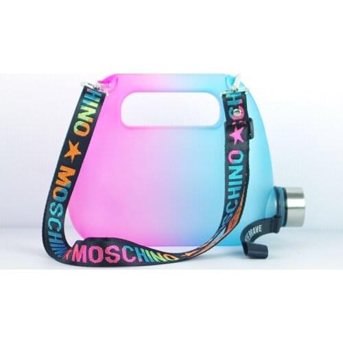 1.5L Creative Cross-body Bag Water Bottle Macaroon Travel Sports Gym Drinking Bottle Gradient Frosted Cold Water Bottle Tea Jug