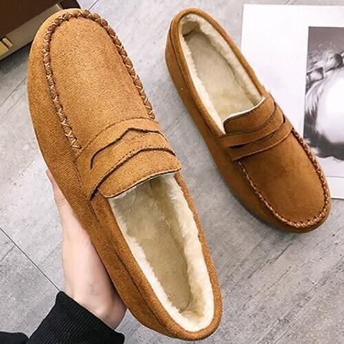 Women Loafers Sewing Short Plush Winter Slip-On Casual Ladies Shoes Non-Slip Bottom Warm Flats Female Fashion Comfort New