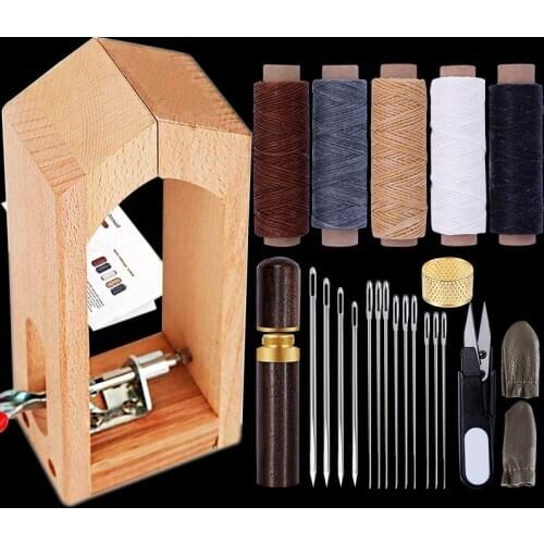 MIUSIE Adjustable Leather Retaining Clips Beech Kit Clamp Working Tools with Leather Needle and Waxed Thread for Leather Sewing