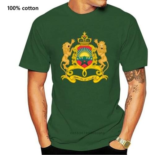 Men T-shirts Round Neck Long Sleeve Cotton Coat of Arms of Morocco New Design T Shirt Mens